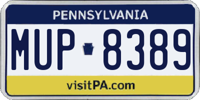 PA license plate MUP8389