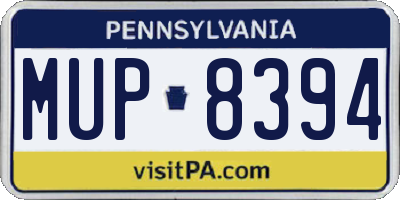 PA license plate MUP8394