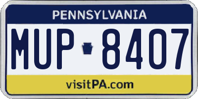 PA license plate MUP8407