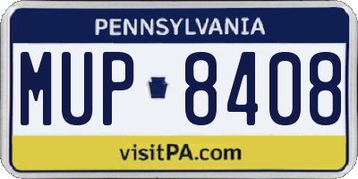 PA license plate MUP8408