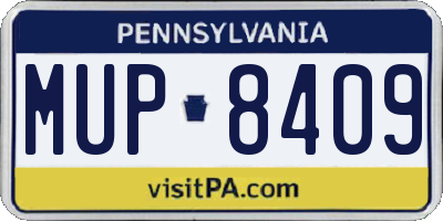 PA license plate MUP8409