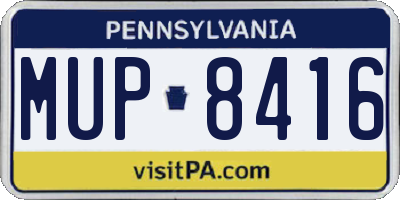 PA license plate MUP8416