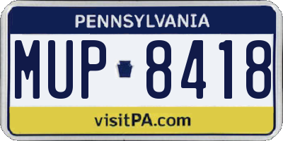 PA license plate MUP8418