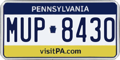 PA license plate MUP8430