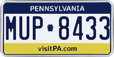 PA license plate MUP8433