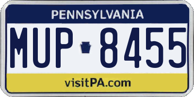 PA license plate MUP8455
