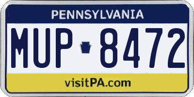 PA license plate MUP8472