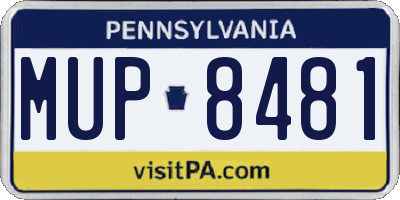 PA license plate MUP8481