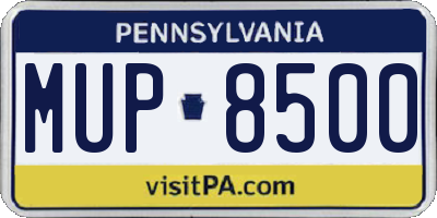 PA license plate MUP8500