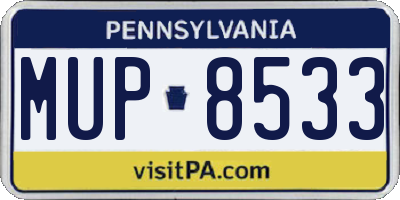 PA license plate MUP8533