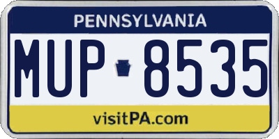 PA license plate MUP8535