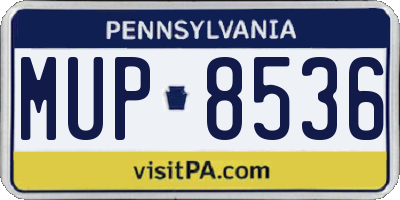 PA license plate MUP8536