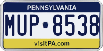 PA license plate MUP8538