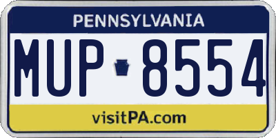 PA license plate MUP8554