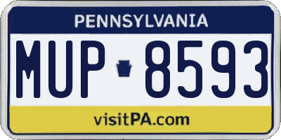 PA license plate MUP8593