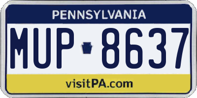 PA license plate MUP8637