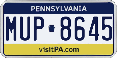PA license plate MUP8645