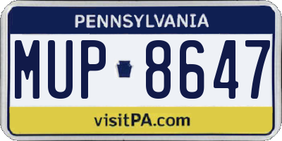 PA license plate MUP8647