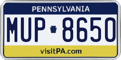 PA license plate MUP8650