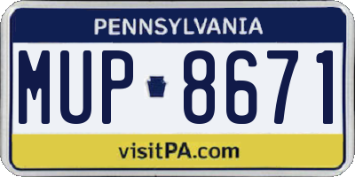PA license plate MUP8671
