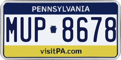 PA license plate MUP8678