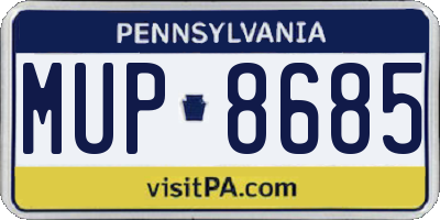 PA license plate MUP8685