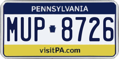 PA license plate MUP8726