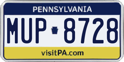 PA license plate MUP8728
