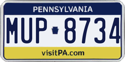 PA license plate MUP8734