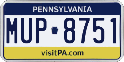 PA license plate MUP8751