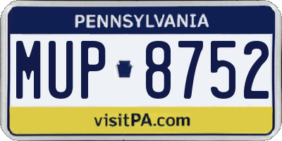PA license plate MUP8752