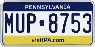 PA license plate MUP8753