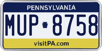 PA license plate MUP8758