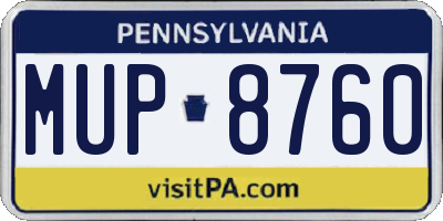 PA license plate MUP8760