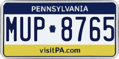 PA license plate MUP8765