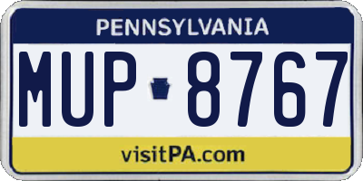 PA license plate MUP8767