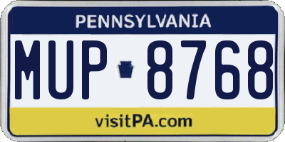 PA license plate MUP8768