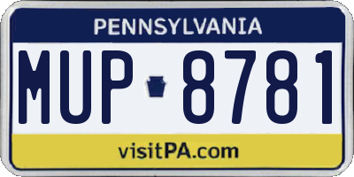 PA license plate MUP8781