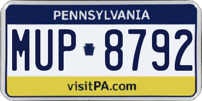 PA license plate MUP8792