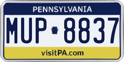 PA license plate MUP8837