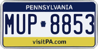 PA license plate MUP8853