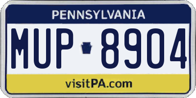 PA license plate MUP8904