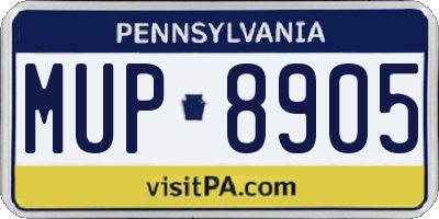 PA license plate MUP8905