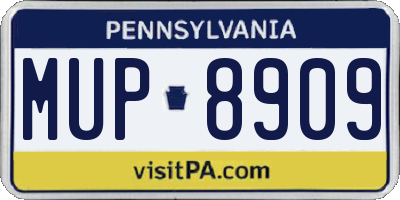 PA license plate MUP8909