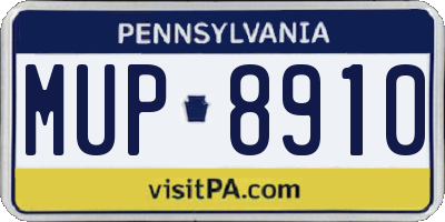 PA license plate MUP8910