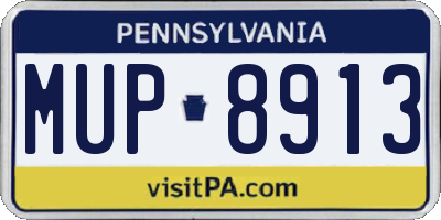 PA license plate MUP8913