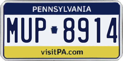 PA license plate MUP8914