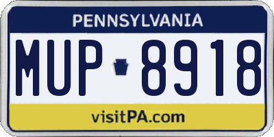 PA license plate MUP8918