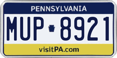 PA license plate MUP8921