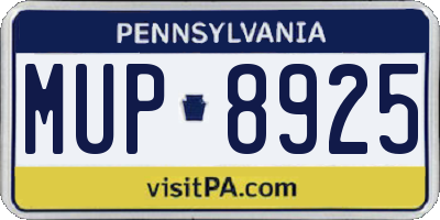 PA license plate MUP8925